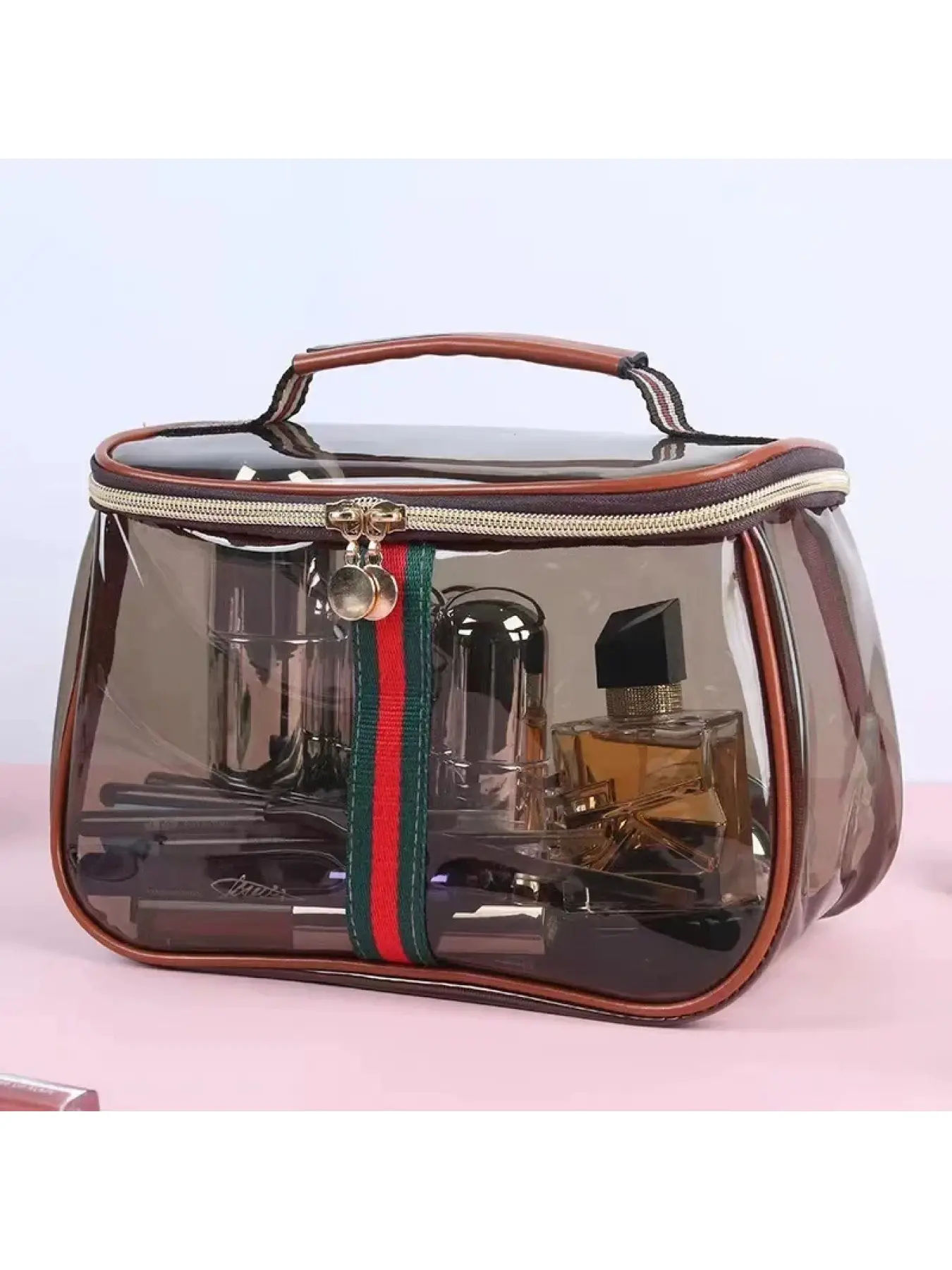 Portable Toiletry Bag Luxury Sensation Handheld Cosmetic Bag Transparent Large Capacity Waterproof PVC Makeup Bag Cosmetic Travel Bags