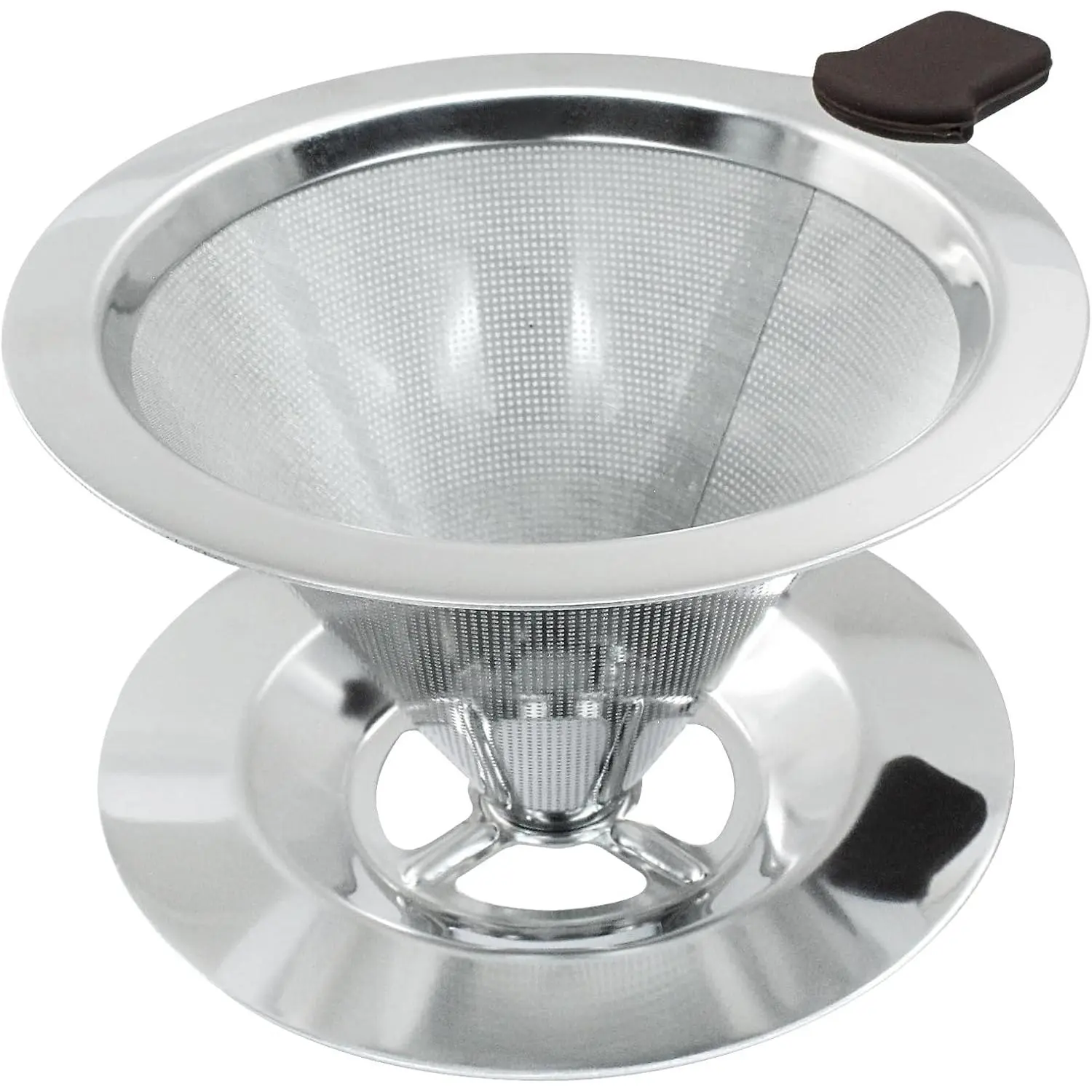 Pour Over Coffee Dripper,  Paperless Coffee Filter for 1-2 Cups, Stainless Steel Drip Cone Brew Coffee Strainer,Upgraded Double  Mesh Filter with Cup Stand