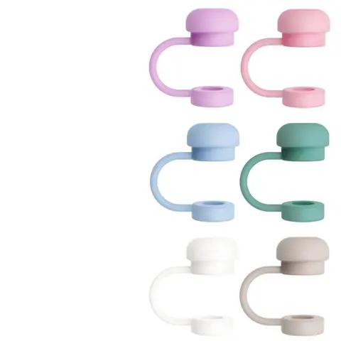 Silicone Straw Lid, 6 Counts Dustproof & Leak-proof Reusable Straw Top Cap, Drinkware Accessories For Stanley Cup, Summer for Gift, Straw Topper