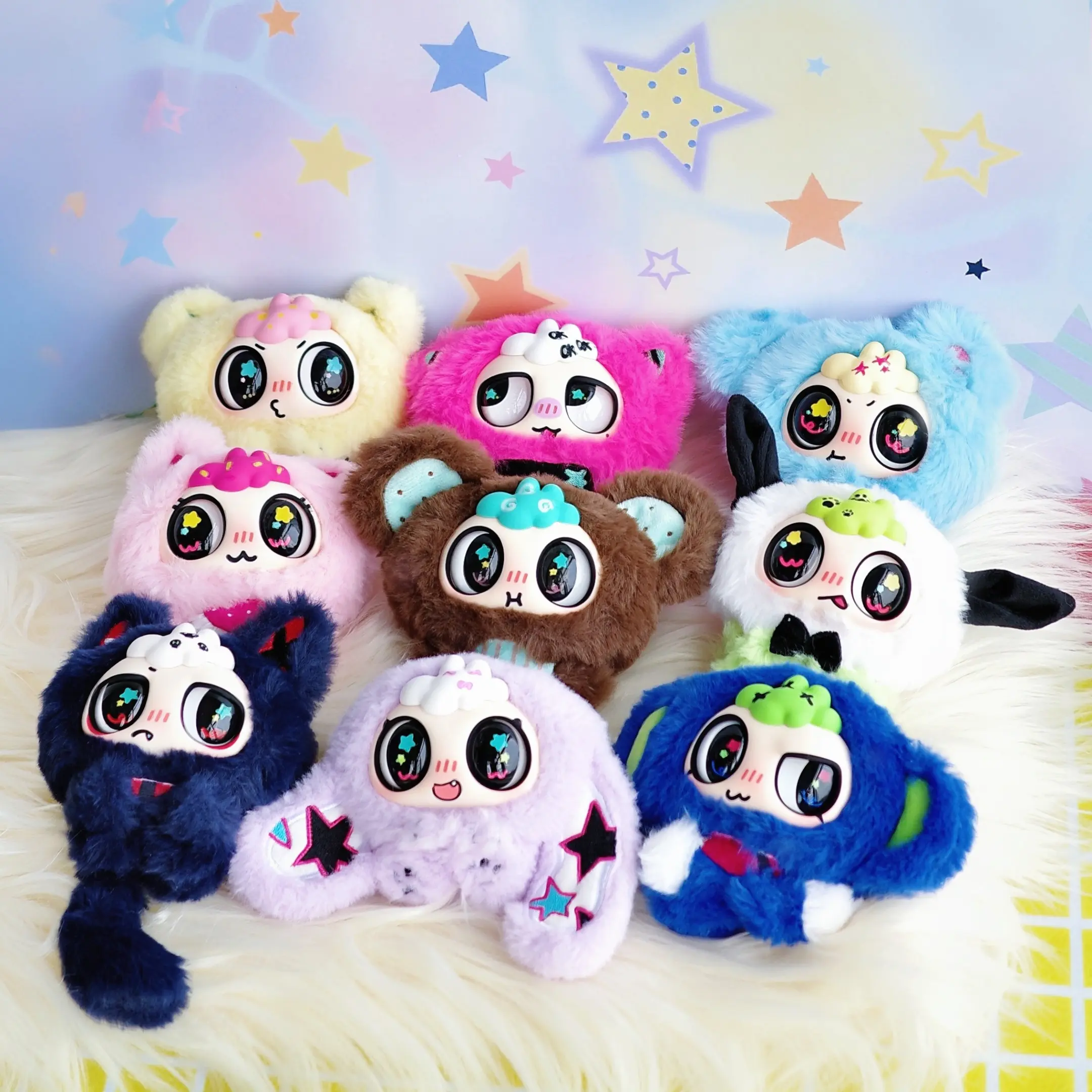 Kiwawa Noisy Daily Theme Plush Blind Box Set of 2, Rubber Face Design, Original Art Toy, Creative Gift, Trendy Collectible