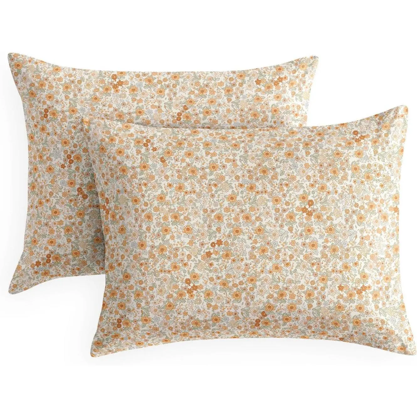 - Floral Pillow Cases, Cute Vtage Flower Shabby Chic  Cottagecore Aesthetic, Set of 2 Soft Pillowcases Pillow Shams Covers, Cream Orange, Standard Size 20x26 ches