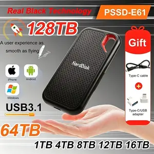 Portable SSD 1TB High Speed External Hard Drive USB3.1 Type-C Original Hard Disk 2TB Mass Solid State Drive for Laptop/PC/MAC