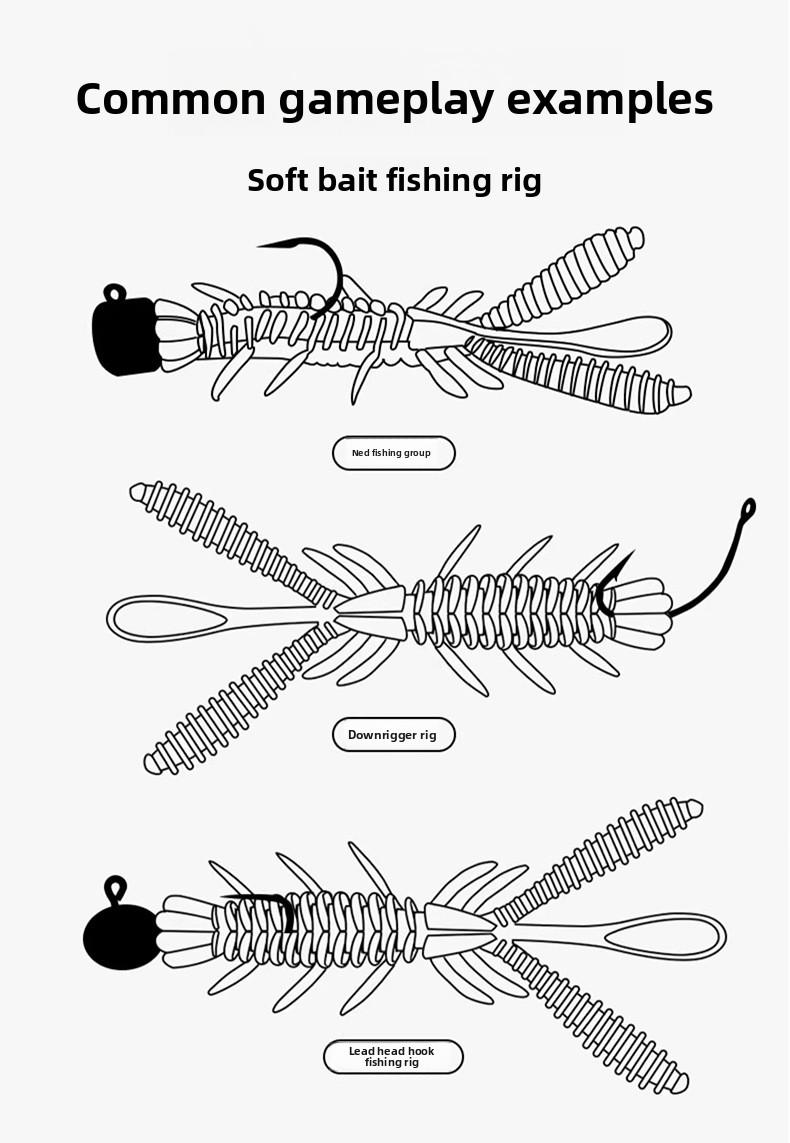 Luya floating shrimp wave dance shrimp type soft bait Ned lead head hook down fishing group black pit soft bait bass false bait soft worm