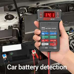 Car Battery Tester,12V Digital Automotive Batteries Tester,Alternator Charging Analyzer,Voltmeter with Clear LCD Display and LED Indication, Voltage Indicator for Car Truck Motorcycle Electrical Tools