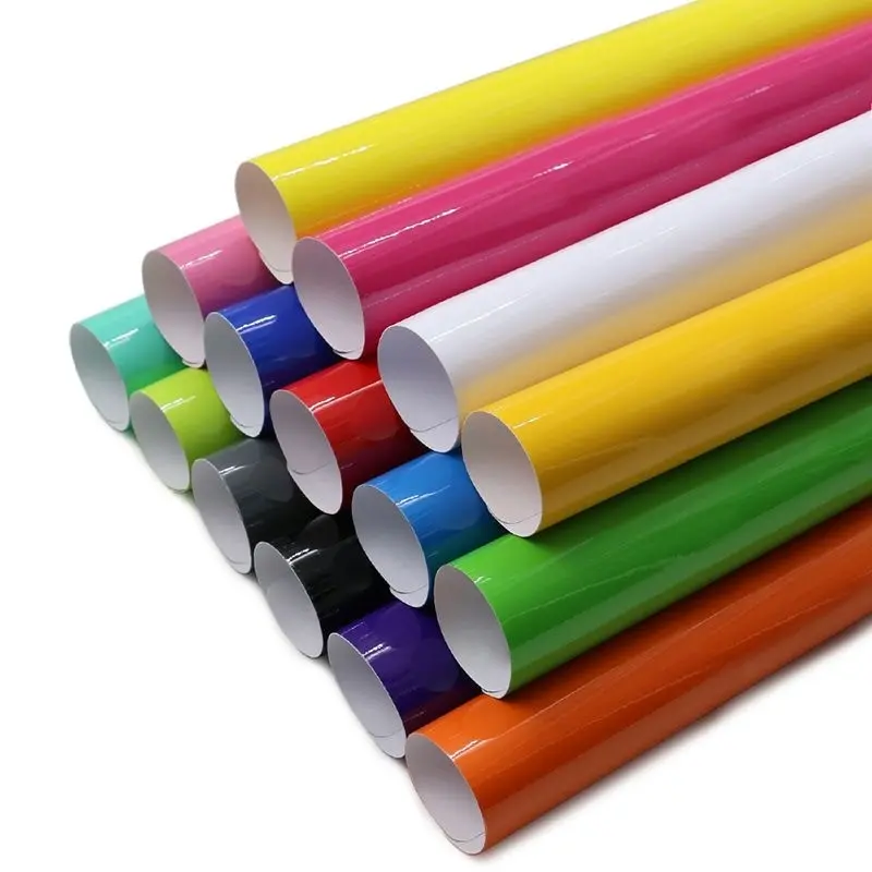 Premium Glossy Multiple Colors PVC Vinyl Wrap Film With Air Release Self Adhesive DIY Car Motorcycle Bicycle Furniture Sticker Decal Decoration Waterproof Car Decorative Sticker
