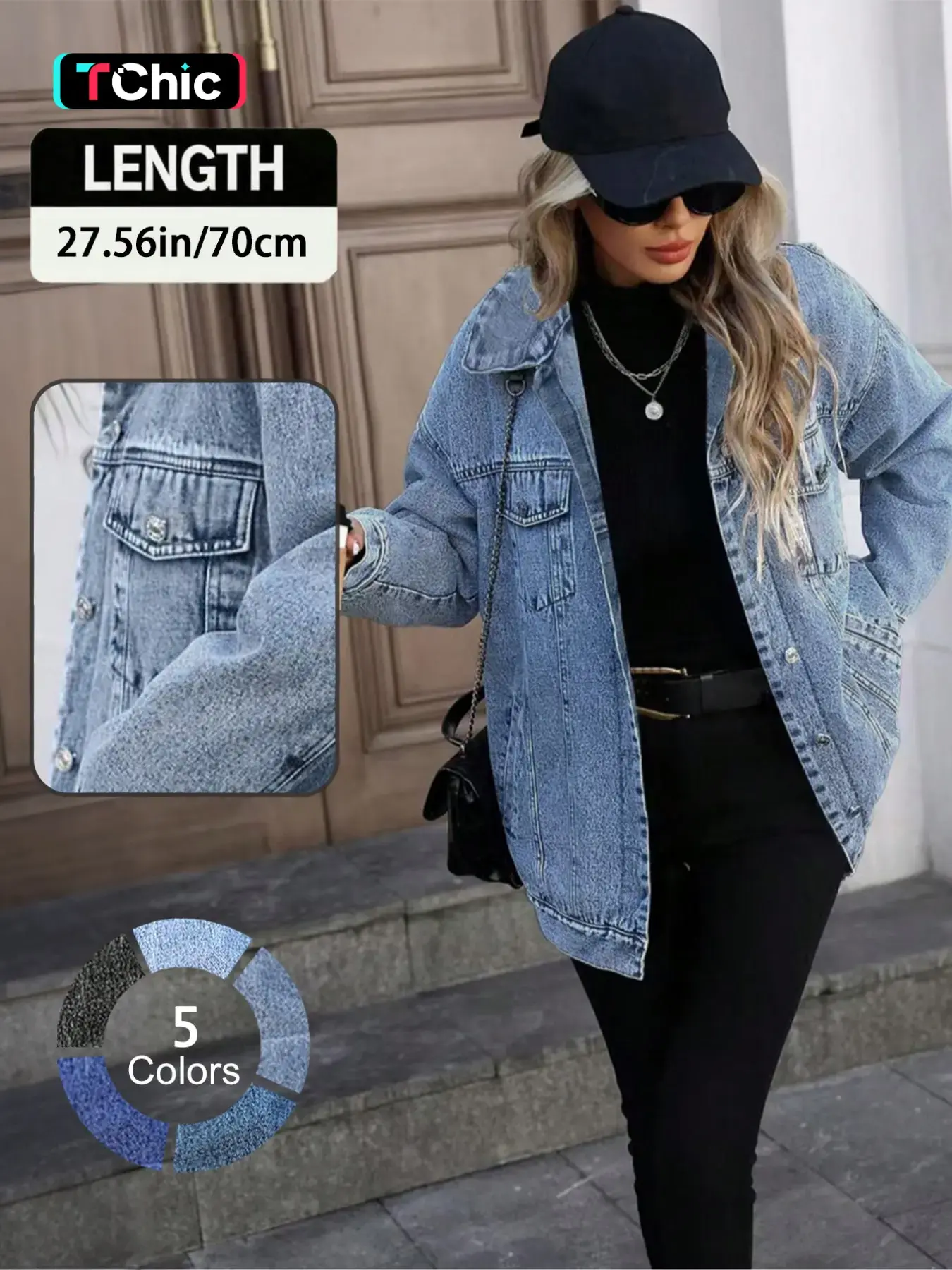 Women's Denim Jacket, Casual Street Fashion Long Sleeve Outerwear for Daily Wear, Ladies Clothes for All Seasons, Coats