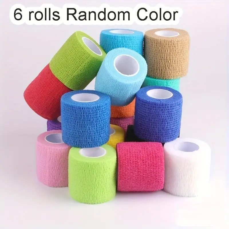 6-Pack Self-Adhesive Sports Tape Bandages, Non-Woven Material, Ideal for Athletic Injuries, Durable & Comfortable, Perfect for Active Use