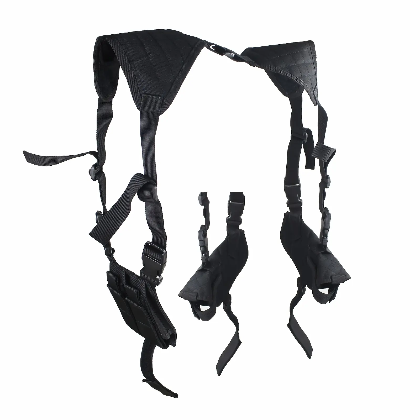 Black Pistol Shoulder Holster Universal Fit Most Handguns Double Magazine Pouches Left Right Handed Horizontal Shoulder Strap Design