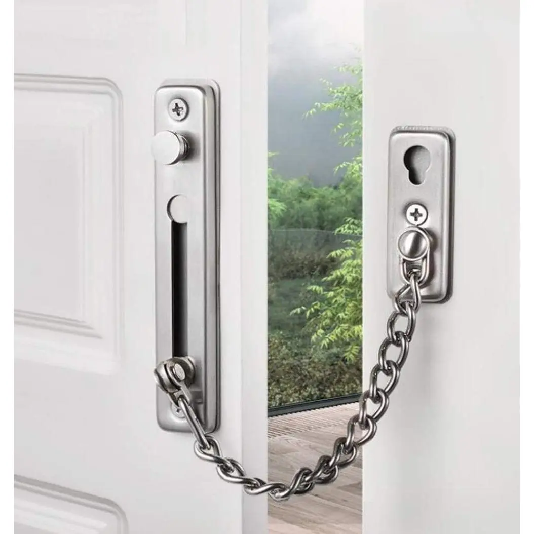 Door Chain Lock,Door Locks for  Safety | Stainless Steel Hotel Door Lock With Spring Button,Sturdy Door Chains for Front Door,Door Safety Locks from Inside
