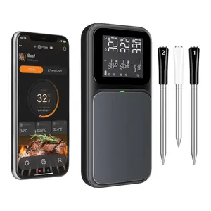 3-Probe  Meat Thermometer with WiFi & , 5-in-1 Sensor for Precision, Rechargeable  Meat Thermometer for Cooking BBQ, Grilling and  with Clear LCD Screen