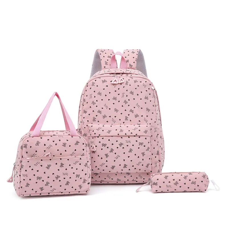 3 Piece  Butterfly Backpack Set for Girls, Cute Pink School Bag with Lunch Bag and Pencil Case, Aesthetic Student Backpack for Kids Teens, Back to School Supplies, Lightweight Travel Bag Set