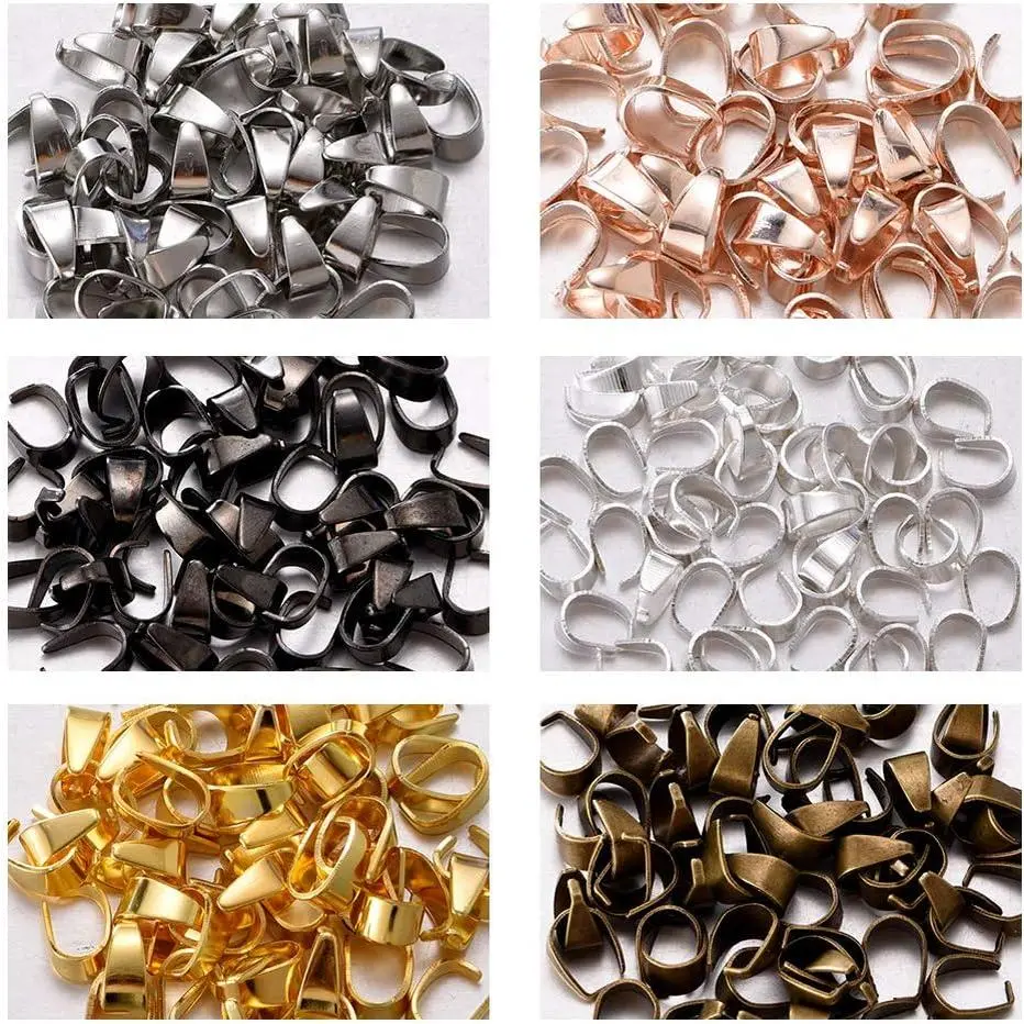 300 count  Metal Pinch Clip Clasp Bail Finish Necklace Clasps Pendant Clasps Claw Bail,Hook Pendant Connectors Clasps forJewelry DIY Craft Making 6mmx9mm (A573)