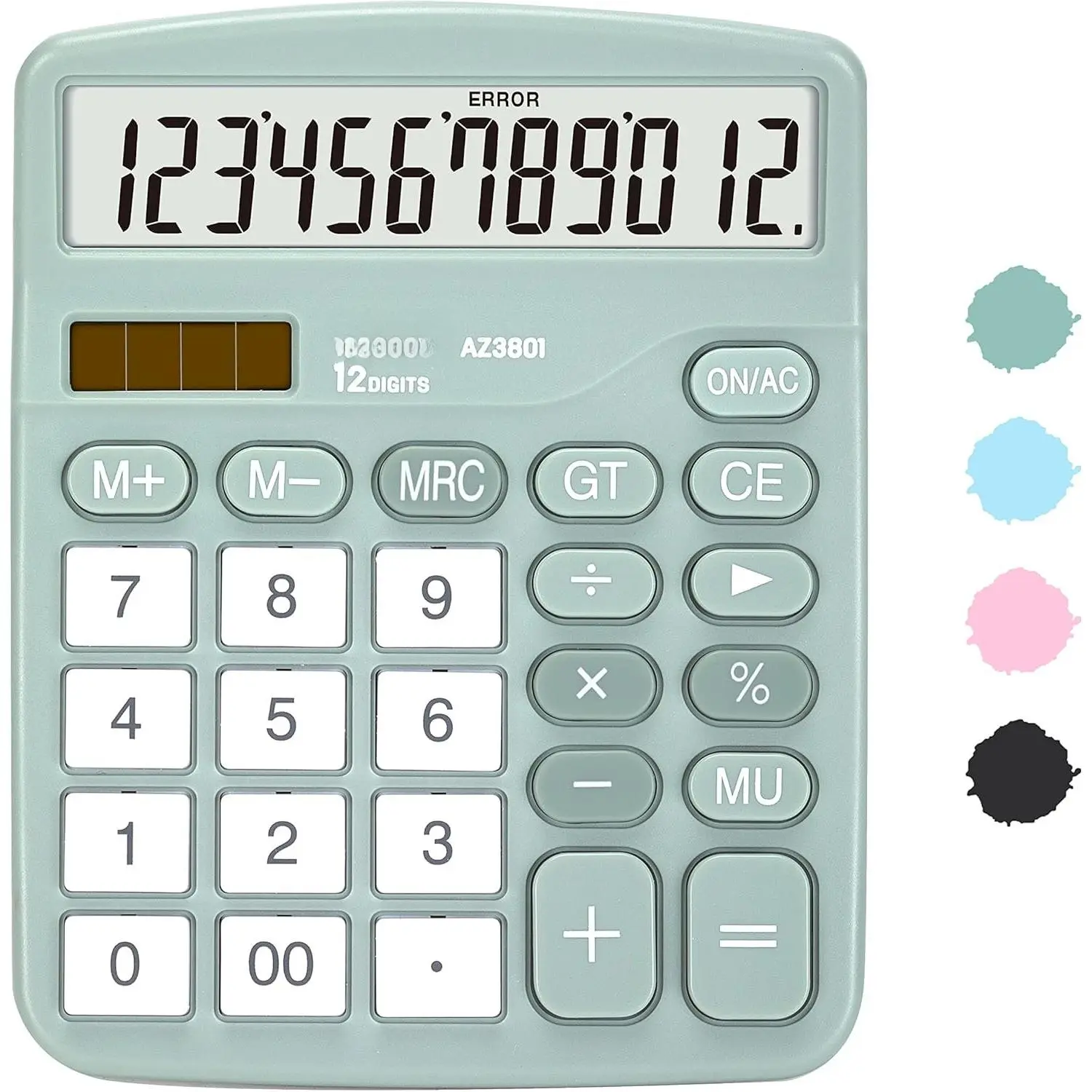 Calculator,  Standard Function Desktop Calculators with 12 Digit Large LCD Display and  Button, Solar   Power Office Calculator, Green