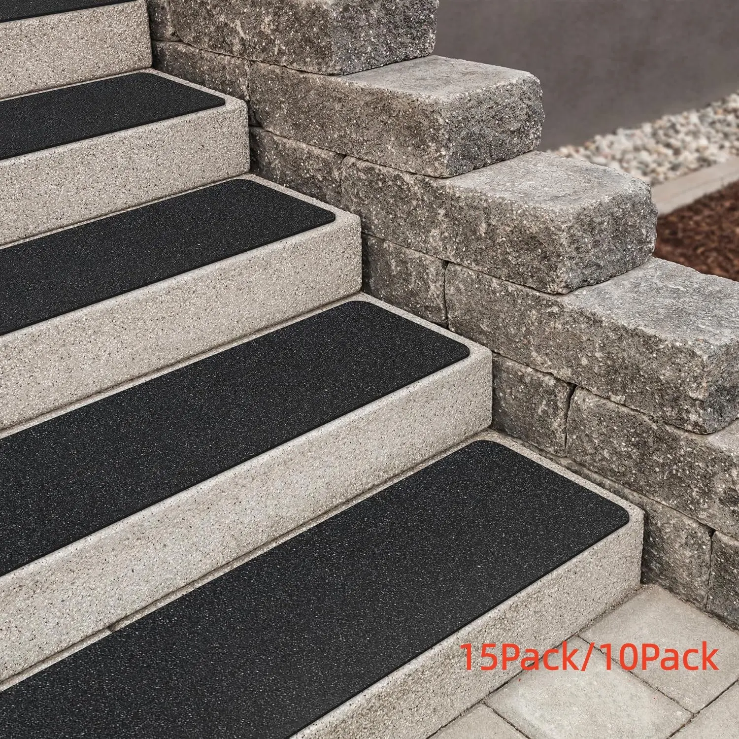 Non-slip Safety Outdoor Stair Treads, 10/15pcs Anti Slip Grip Tape, Non Skid Traction Adhesive Step Stripes for Staircase, Skateboard and Deck