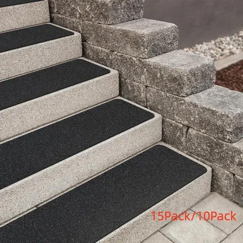 Non-slip Safety Outdoor Stair Treads, 10/15pcs Anti Slip Grip Tape, Non Skid Traction Adhesive Step Stripes for Staircase, Skateboard and Deck