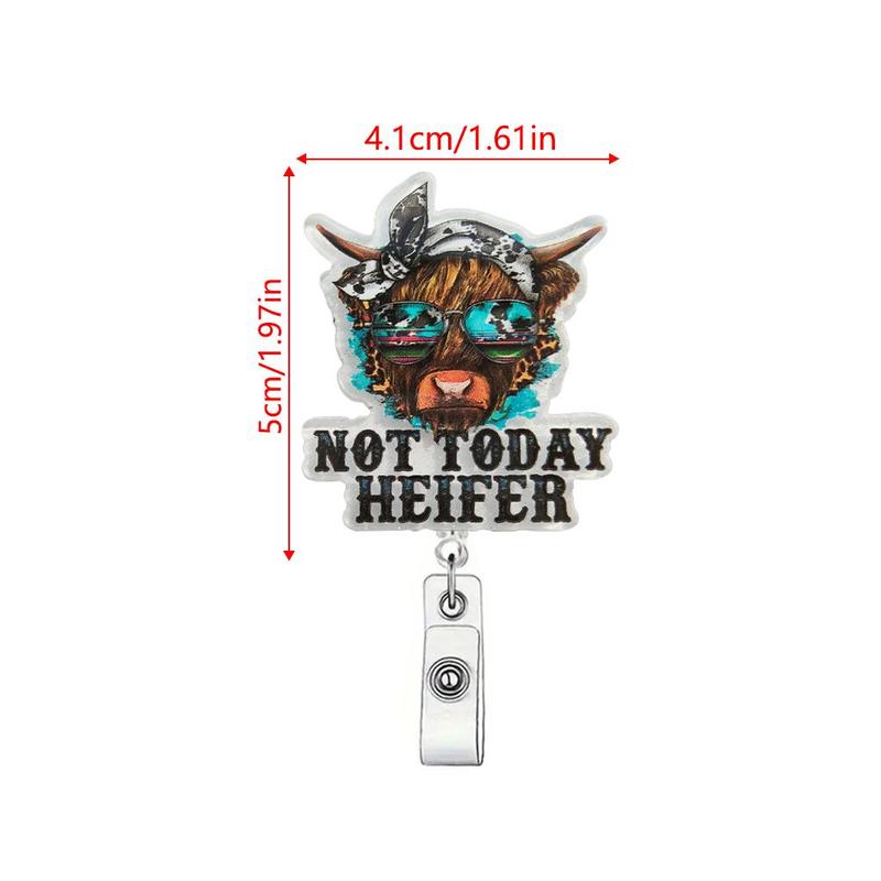 Cute Cow Design Badge Holder, Animal Shaped Badges, 1 Count Retractable Badge Clip, ID Card Holder for Student Office Staff Doctor Nurse