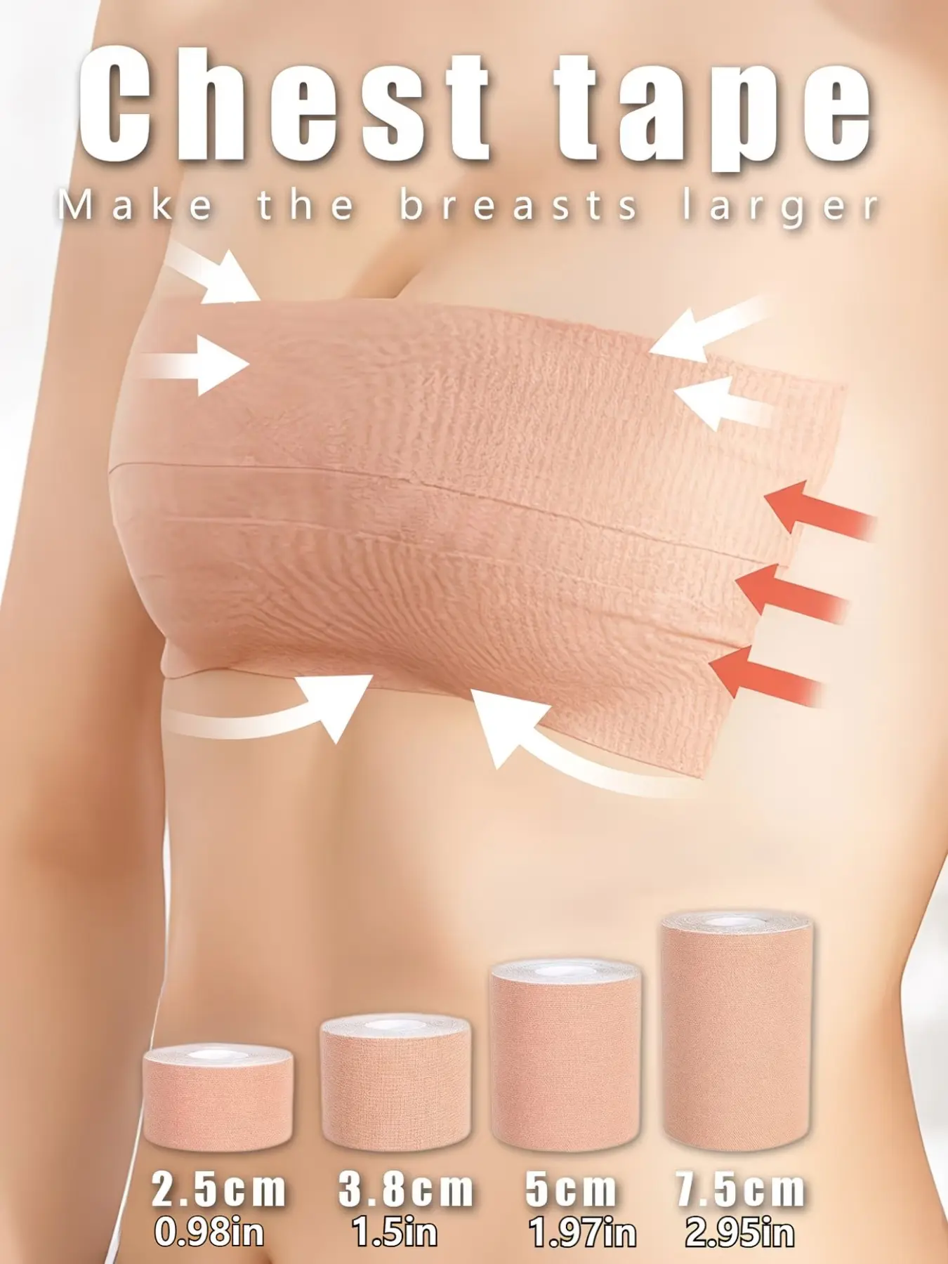 One 16.4-foot roll of invisible breast-lifting tape, breathable, push-up and shaping tape, can be cut to fit strapless backless dresses, suitable for different bust sizes, sports support tape.