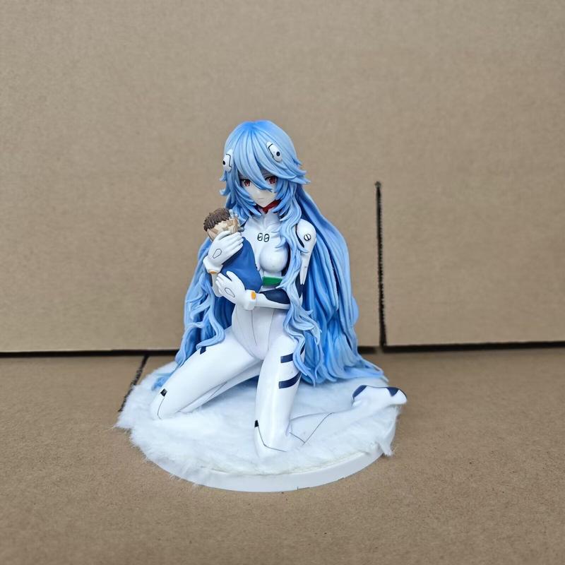 Iconic EVA Rei Ayanami Kneeling Figure  New Theatrical Edition Long Hair Gentle Gaze – Must-Have Anime  for True Evangelion Fans! toy excellent gift choice decor festive home craft art figurine