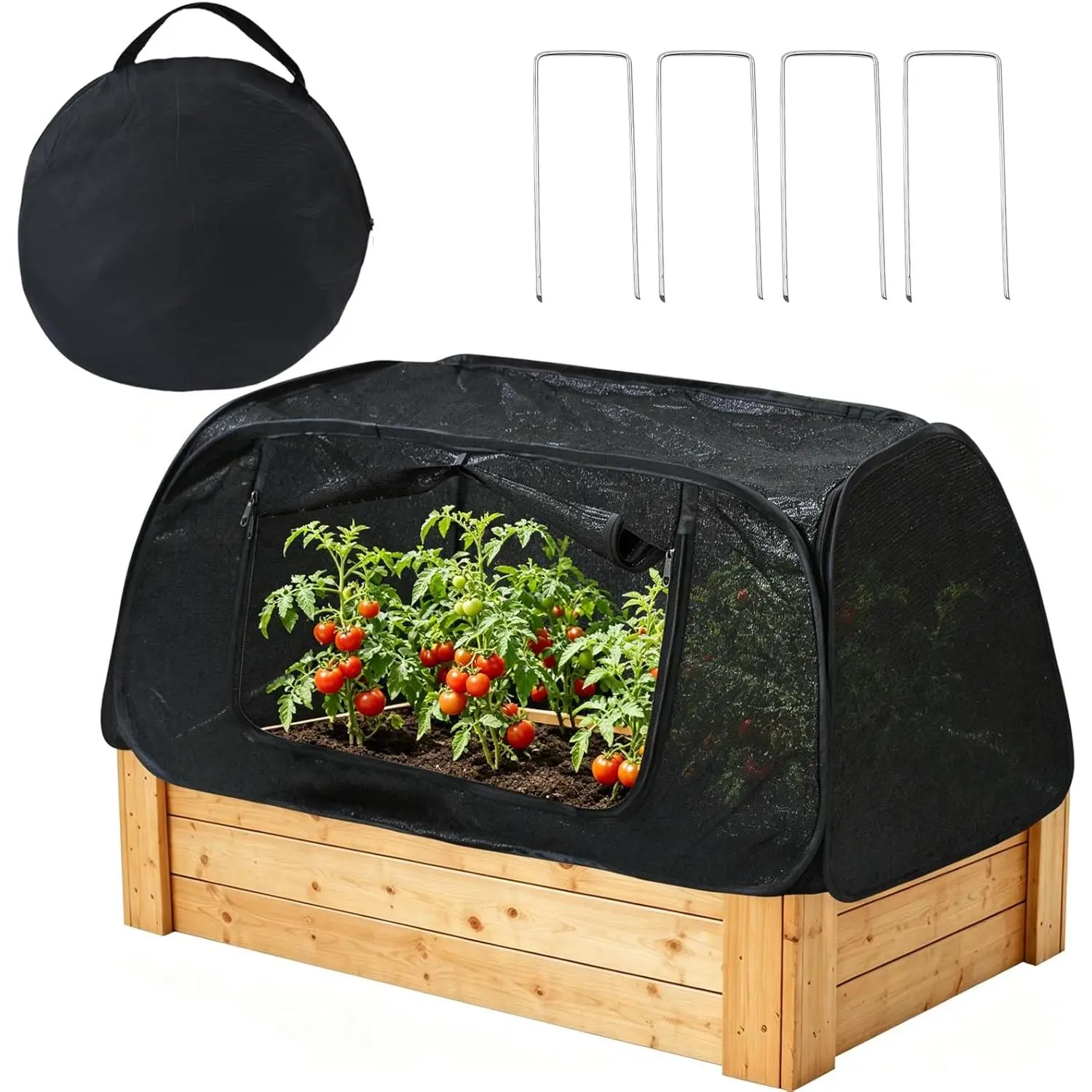 Pop Up  Cover for Raised Bed, "X21"X18" Foldable Garden Cover Sun Shade Cloth  Garden Bed Shade Tent Raised Bed Shade Cover with Storage Bag and 4 Stakes for Outdoor