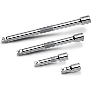 4 Piece Extension Bar Set, 3/8 Inch Drive, Socket Extender Bars, 1-3/4, 3, 6, and 8 Inch, Detent Ball, Grease Rings, Non-Slip Grip - 640844