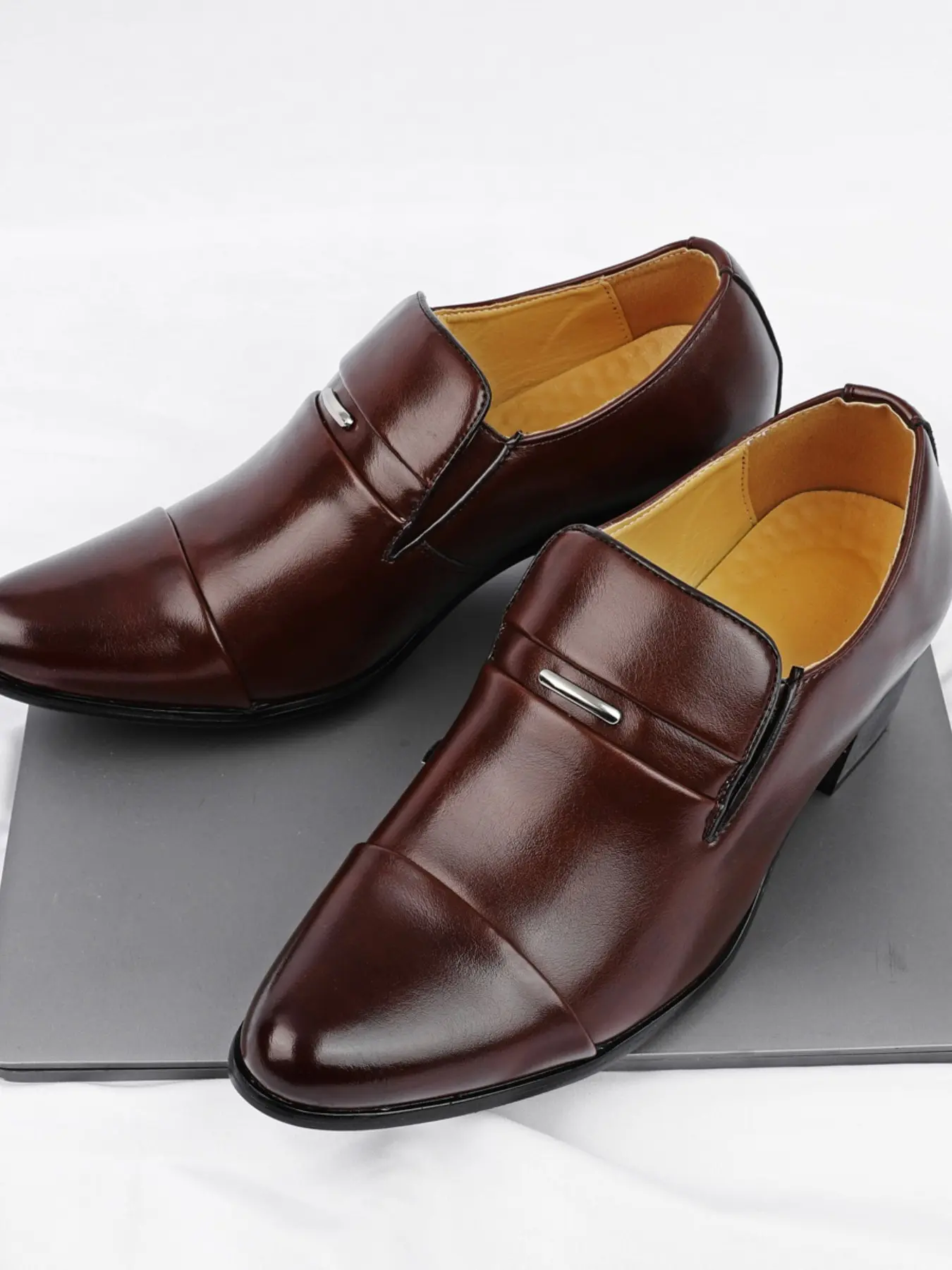 Men's Pointed Toe Formal High Heel Leather Shoes, Elegant Party Dance Fashion Shoes, Men's Dress Shoes for Special Occasions