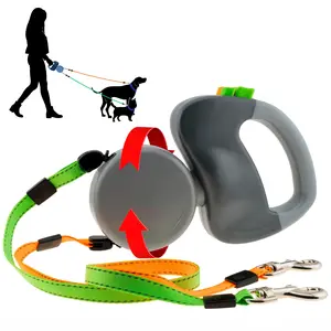 2026 Edition Double Retractable Dog Leash - Built-in Untangling Mechanism, Non-Tangling, 10ft Lead Length, 50 lb Capacity Per Dog, Easy Lock & Unlock, Reflective Webbing, Soft Touch Handle