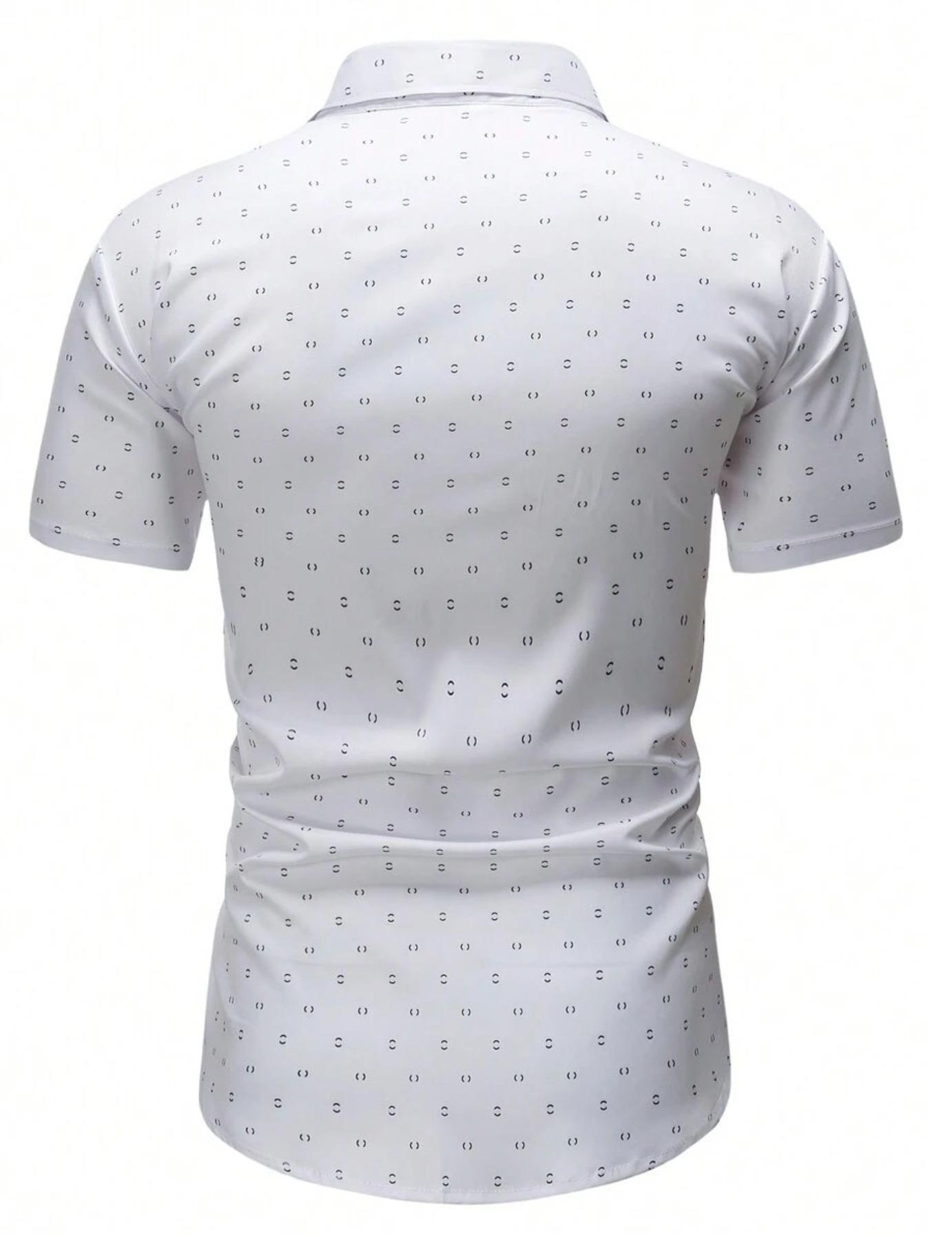 Men's All Over   Print Short Sleeve Shirt, Regular Fit Casual Button Down Collar Top for Summer, Fashion Men's Clothes for Daily Wear, Casual Streetwear Shirt, Button Down Collared Shirts