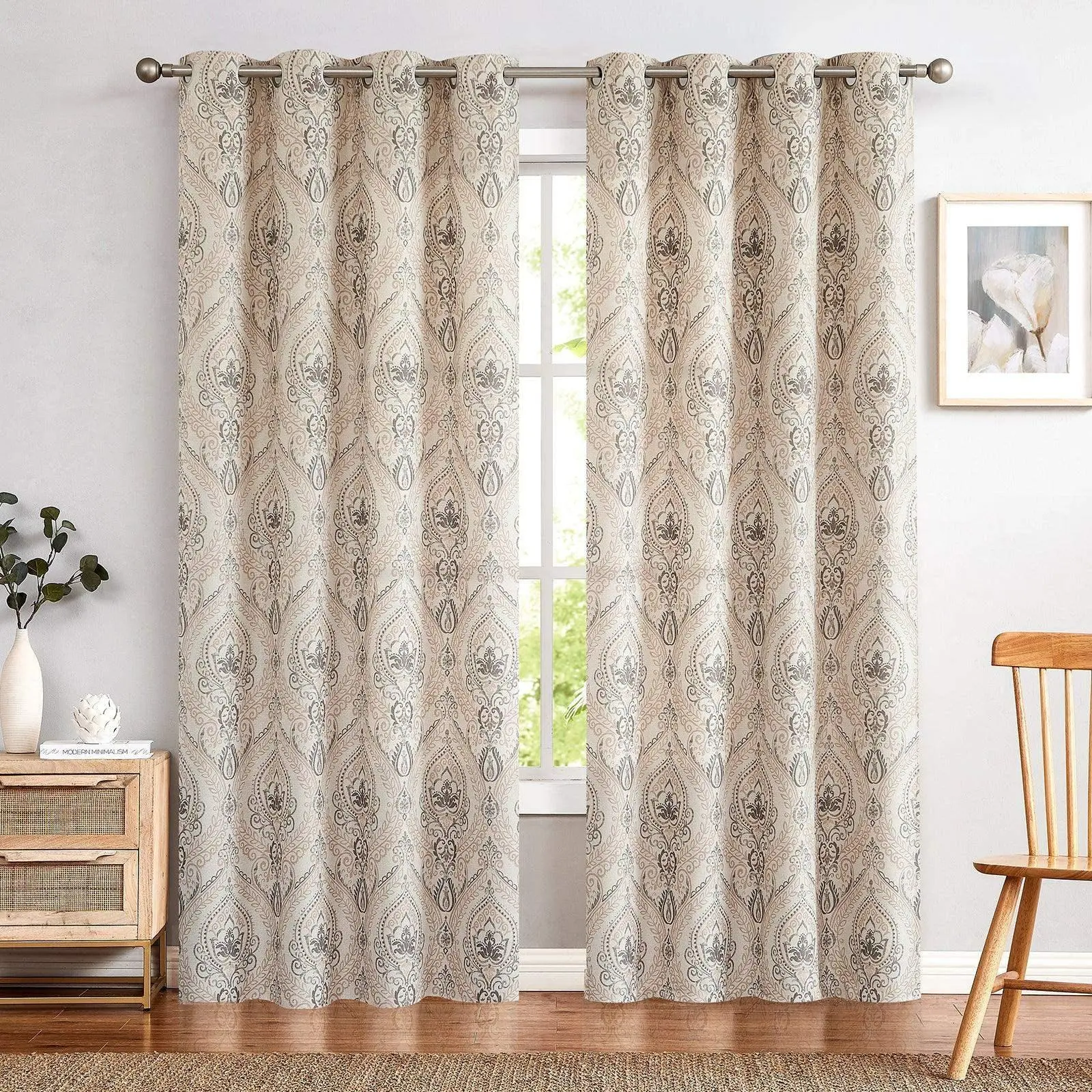 Bold Paisley Pattern Faux Linen Curtains, Textured Darkening Room Darkening Wrinkle Resistant Household Textiles Curtain Accessories, Textured Curtains, Darkening Curtains