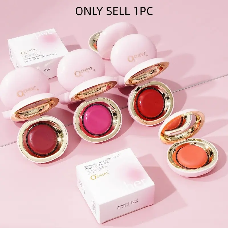 Matte Blush Mud, 4 Color Round Blush, Waterproof, Rich Colors, Universal Shade, Highlighting Effect, Suitable for Lips and Cheeks