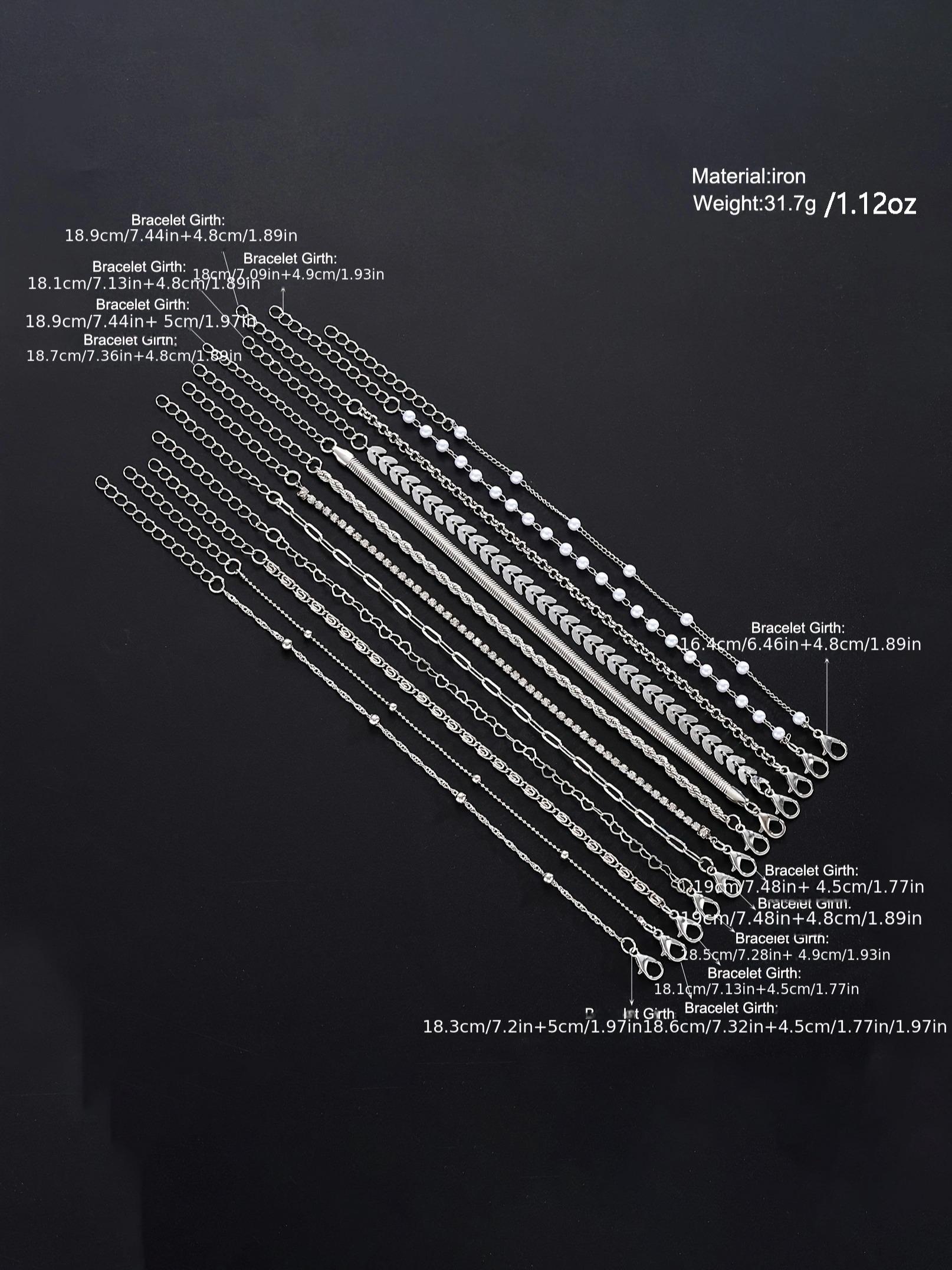 Women's Fashion Boho Style Bracelet Set, Layered Bracelet Set, & Silver Zinc Alloy Chain Jewelry for Women Daily Wear Accessories