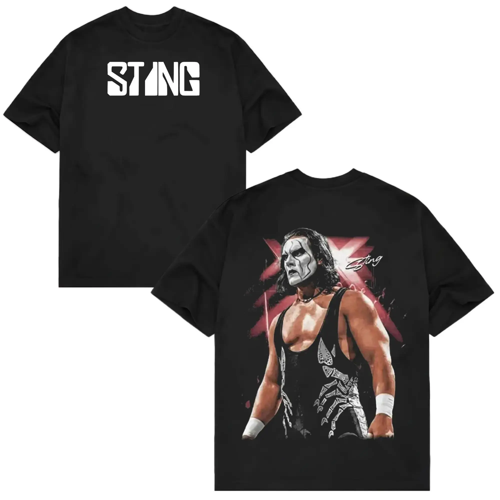 [ 🥊   Sale Up To 50%]NEW Sting WWE Superstar 2 side shirt ,  Unisex Acid Wash Tee , WWE Legend Streetwear, Wrestling Print , Cotton Vintage Graphic Design,, Graphic Tee T-Shirt  Wash , Classic , Fan Gift Top Fabric Menswear Casual Wrestling Crew