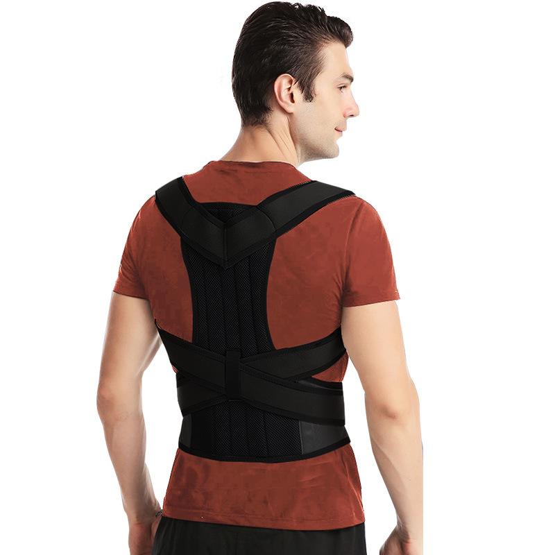 Back correction artifact Male and female posture prevention of scoliosis Open shoulder Open back Adult posture with hunchback straight back. Brace