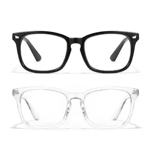 Unisex Blue Light Blocking Square Glasses, Full Rim Polycarbonate PC Frames, Non-Prescription Comfortable Gaming & Daily Eyewear