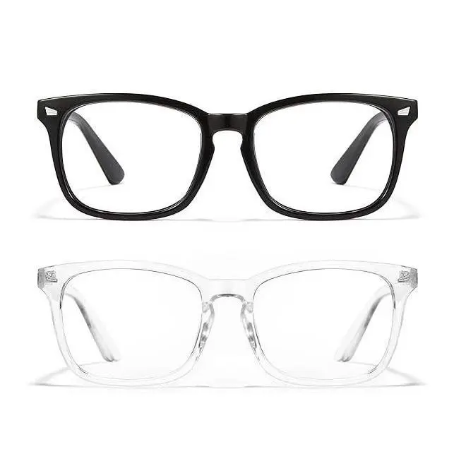Unisex Blue Light Blocking Square Glasses, Full Rim Polycarbonate PC Frames, Non-Prescription Comfortable Gaming & Daily Eyewear