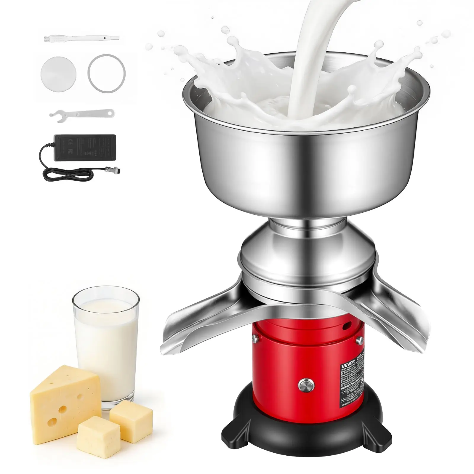 【DealsForYouDays】VEVOR Electric Milk Cream Separator, 60L/H Output 10500RPM Milk Cream Centrifugal Separator, 304 Stainless Steel Goat Cow Milk Skimmer Separating Machine with 4.5L Bowl Capacity (40W, 100-240V)