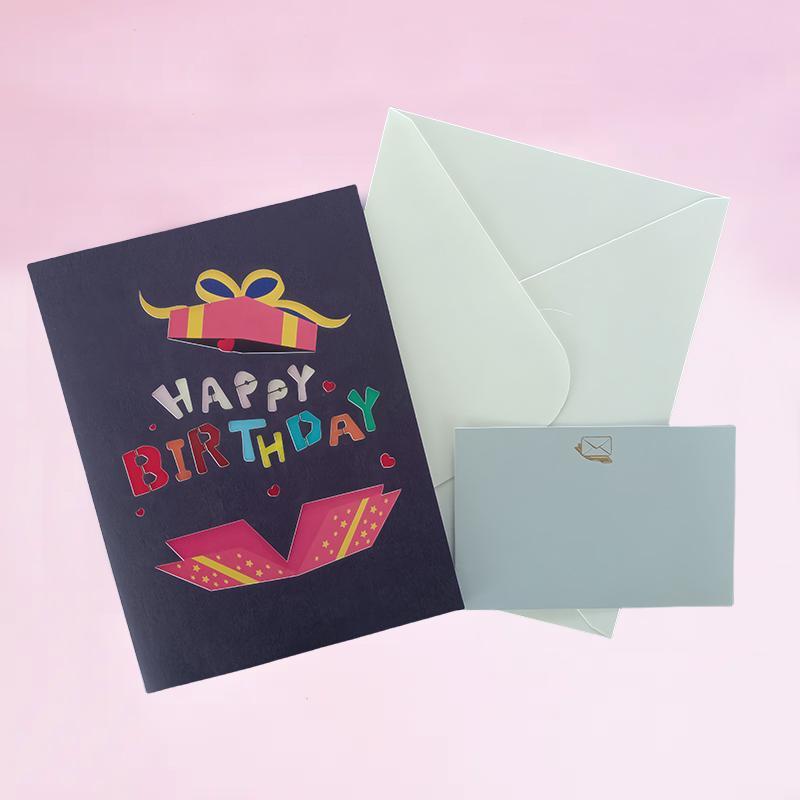 3D Pop Up Happy Birthday Card, 1 Count Greeting Handmade Paper Carving Card with Envelope, Birthday Card for Family Friends, Fun Party Cards
