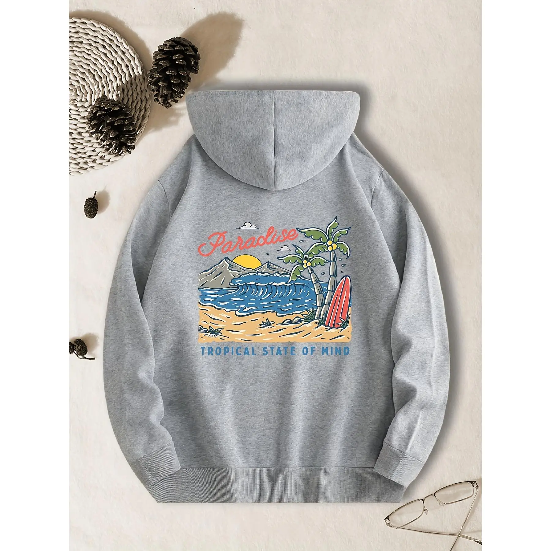 back to school hoodie, early fall hoodie Trendy Creative Print Hoodie, Simple Fashion Versatile Men Casual Sweatshirt Pullover