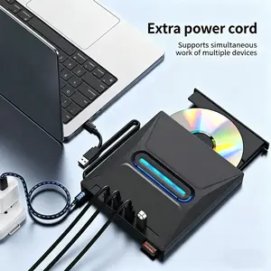 7-in-1 portable external DVD burner ｜ USB 3.0 high-speed+Type-C dual interface ｜ CD/DVD reader+burner ｜ with SD/TF port ｜ Plug and play CD drive ｜ compatible with laptops, desktops Windows 11/10/Mac/Linux