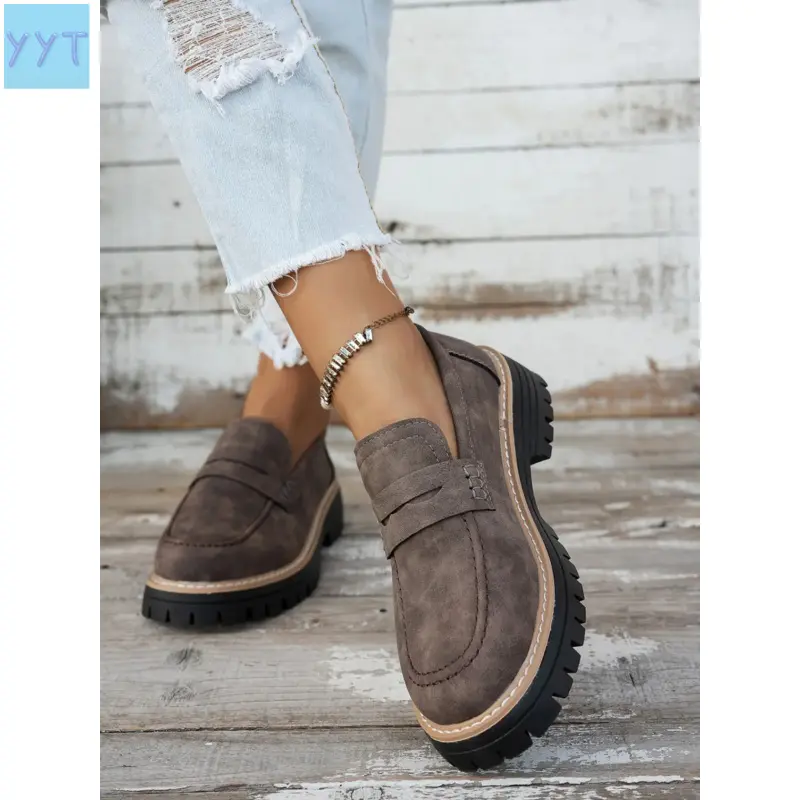 YYT1 Platform Penny Loafers, Soft Insole Casual Wear Shoe Office Daily Walking Shoes Women