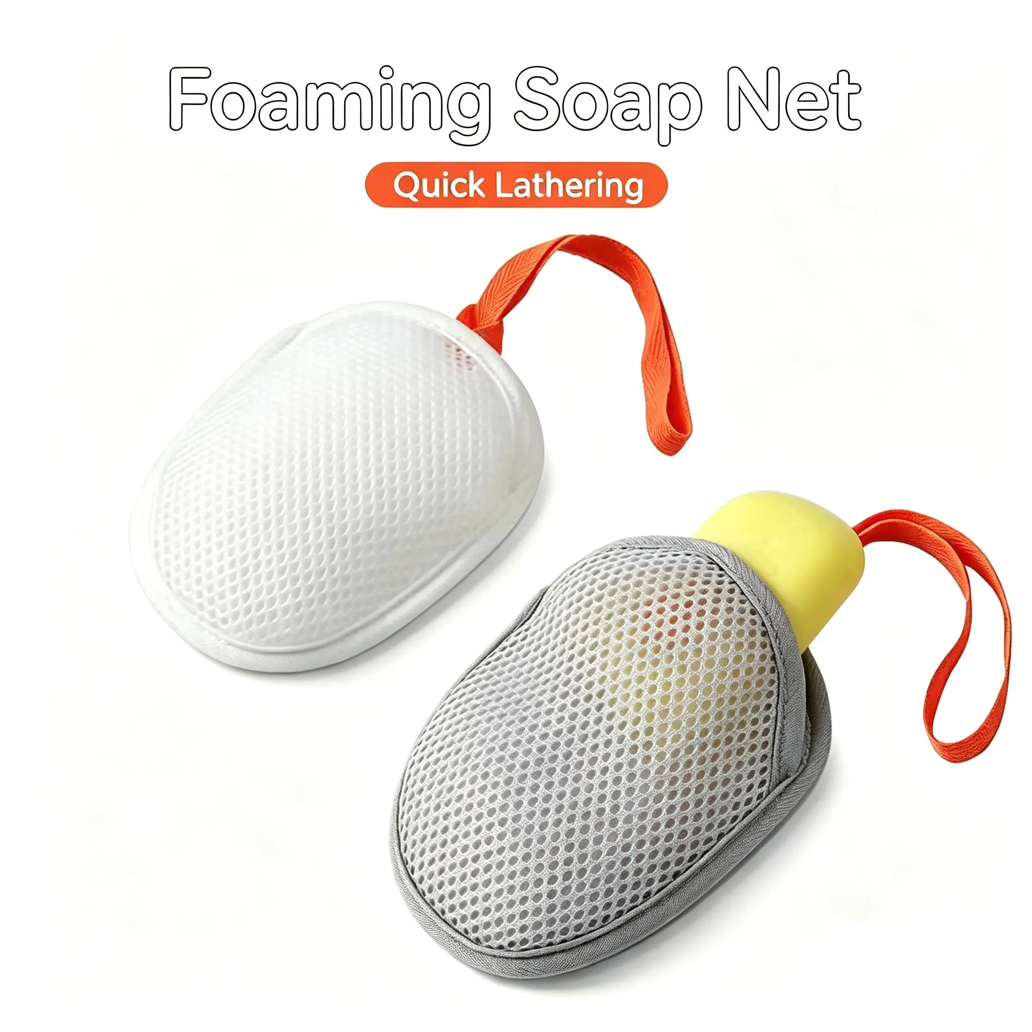 Two-Pack Soap Bag Foaming Net, Dual-Sided Soap Lathering Net, Bathroom Hanging Soap Holder, Quick Drying, Hygienic, Mold-Resistant