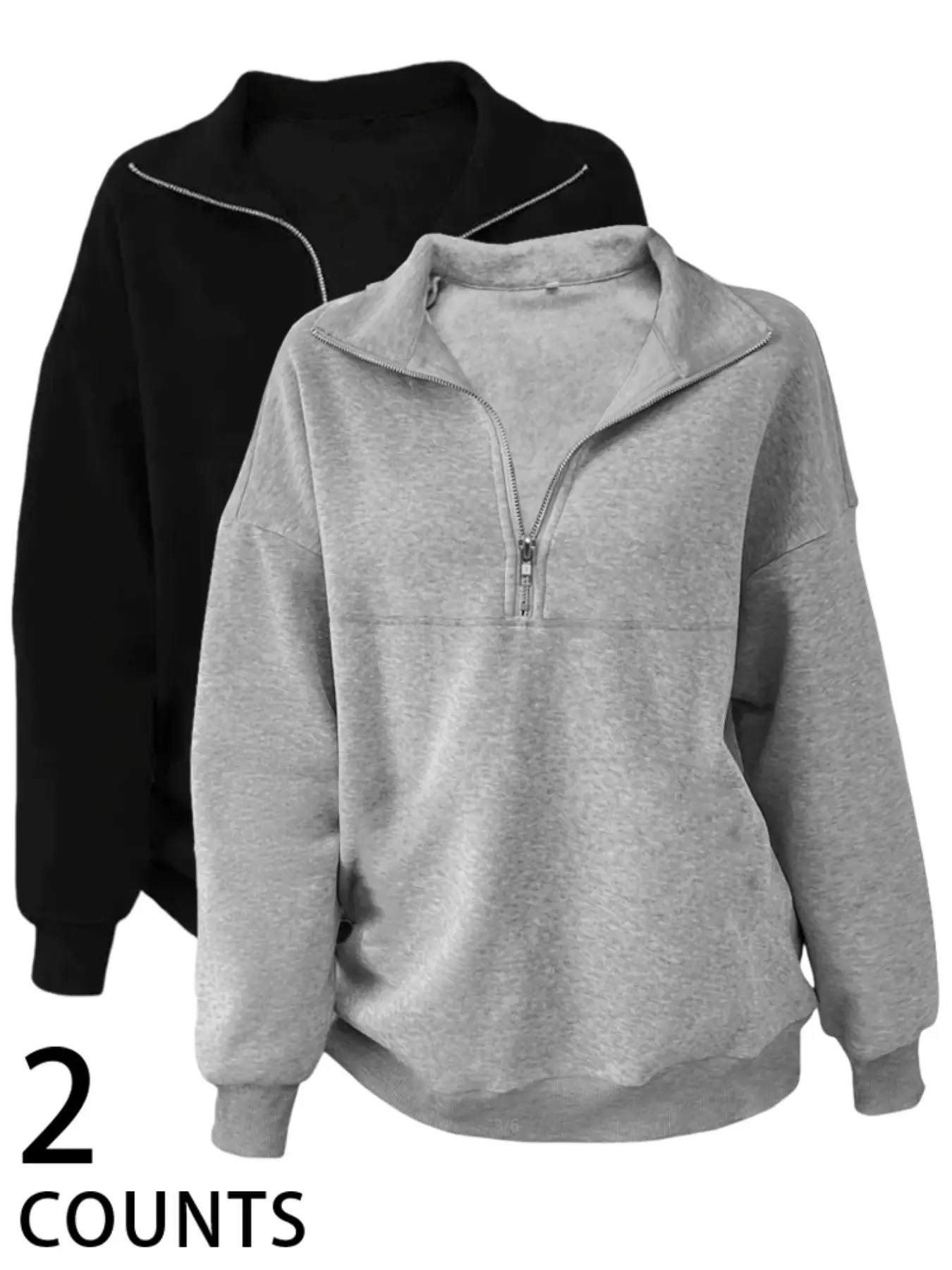 【Black Friday】Women's Loose Fit Zipper Long Sleeve Pullover Sweatshirt, Basic Casual Fall and Winter Clothing for Daily Wear, Ideal for School Reunions and Graduations