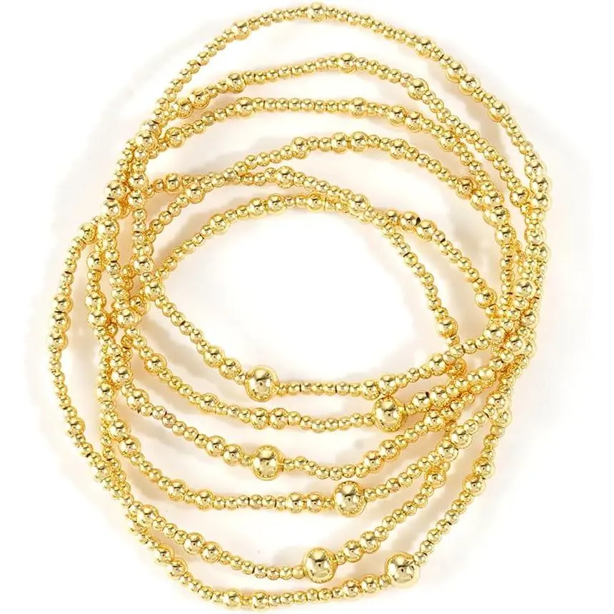 Sead Bead Stackable Bracelets Set For Women, Dainty Stackable  Chain  Balls Stretch Accessories , Ideal  Friendship