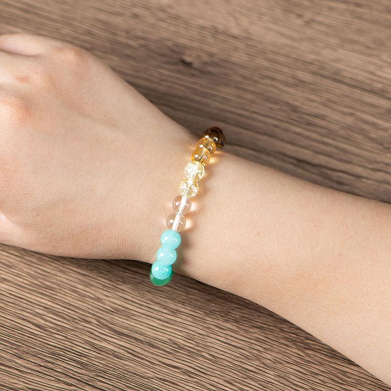 4 Pcs Exquisite Bohemian Beaded Bracelet - Natural Citrine, Malachite, Rose Quartz, Moonstone, Tiger Eye, and Vermillion Stones for Wealth, Protection, and Vitality - Elegant Fashion Jewelry for Banquet Party, Daily Wear, and Gift for Her bracelet men