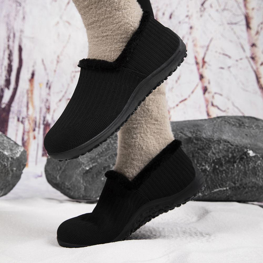 Women's Winter Cotton Slip-On Flats Ultra-Lightweight Breathable Zero Drop Anti-Slip Sole Casual Fashion Comfortable All-Season Sneakers