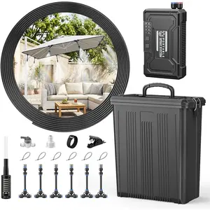 Portable 4 Gallon Misting System with 15000mAh Rechargeable Pump, 33FT Hose – Powerful Outdoor Water Bucket Misters for Outside Patio Cooling, Backyard, Canopy, Camping, Umbrella, Sports, Greenhouse