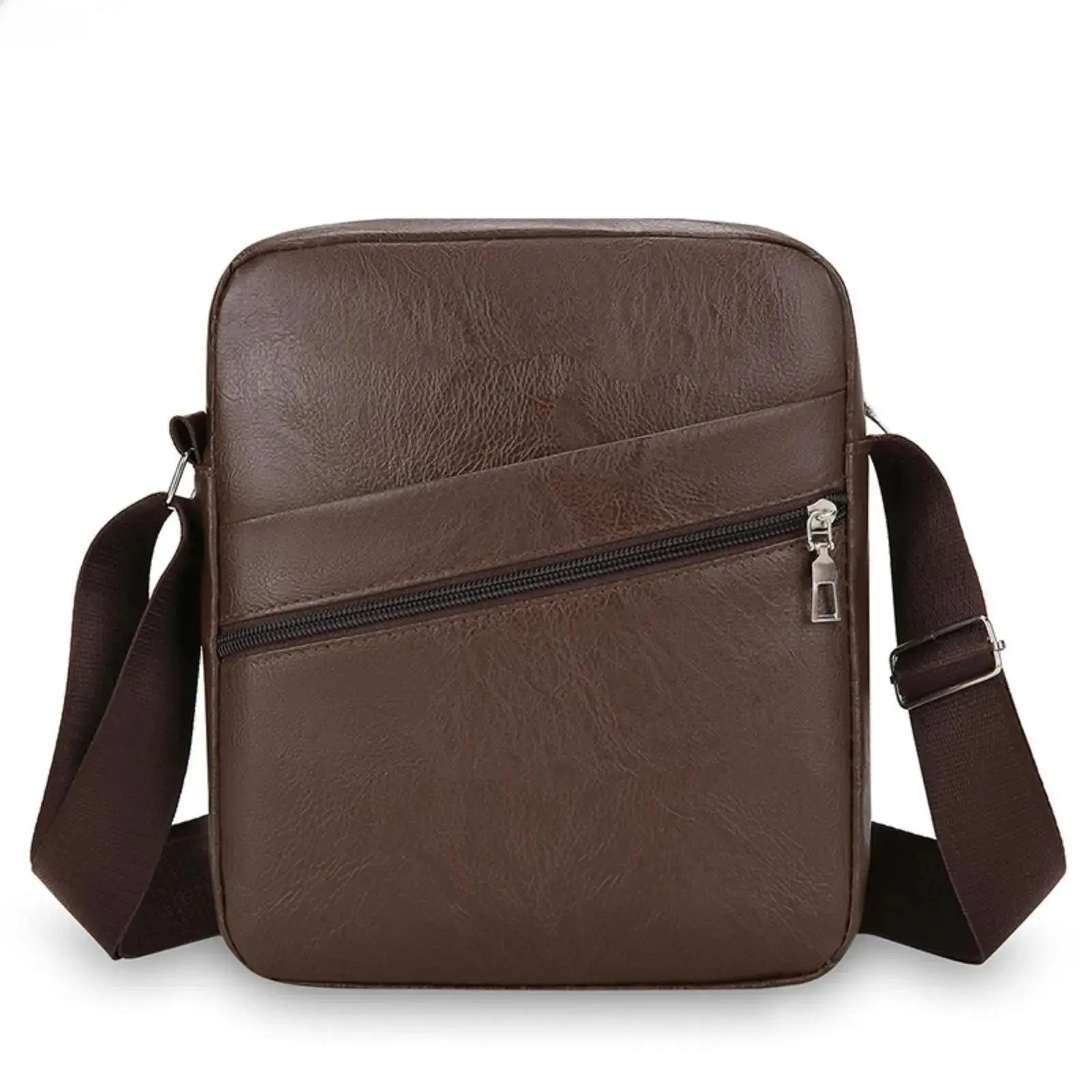 Men's Colorblock Metallic Elegant Soft Leather Compact Crossbody Sling Backpack - Zip, Lightweight, Durable, Modern Pouch for Daily Business Commute
