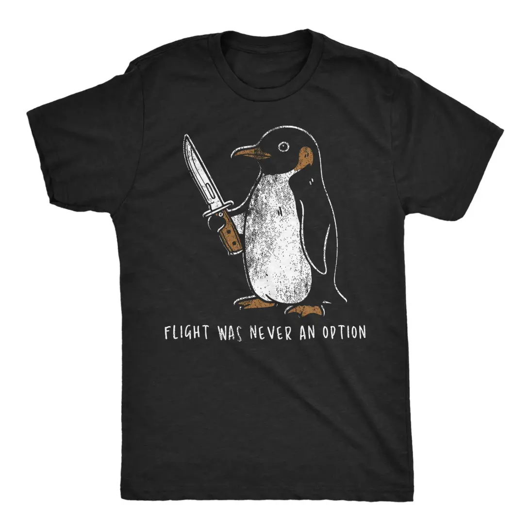 Mens Funny T Shirts Flight Was Never An Option Sarcastic Penguin Graphic Novelty Tee for Men Mens Funny T Shirts Cool Vintage Fashion T-Shirt Gift Classic Menswear Funny Animal Short Sleeve Novelty Tees for Black -