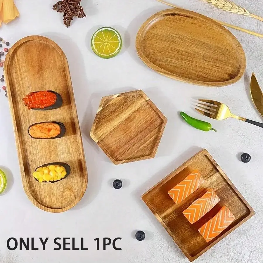 1 wooden tray, Natural, can be used to hold food, can be used as breakfast tray, coffee tray, tea tray, home decoration