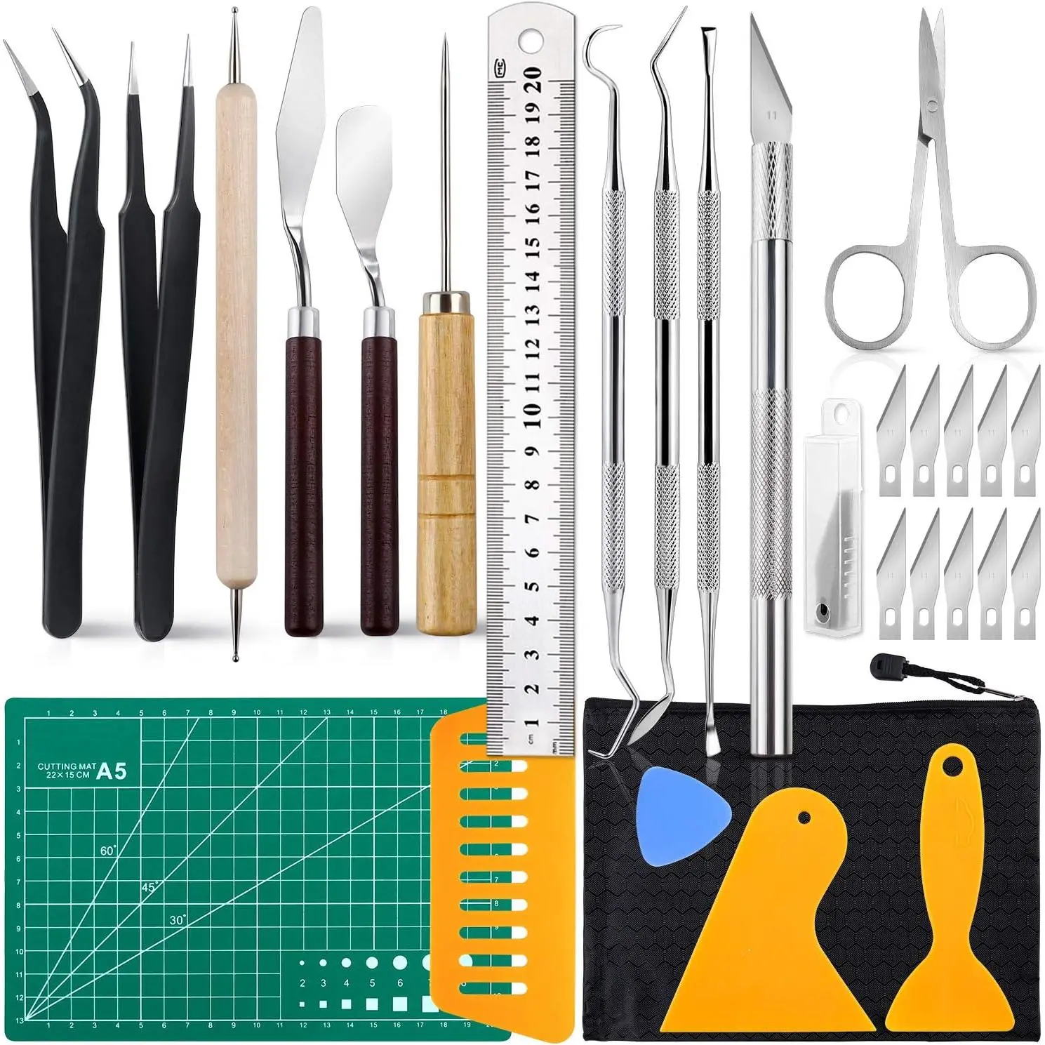 28-Piece Vinyl-Safe Precision Craft Tool Set - for Impurity Removal, DIY Art Cutting, Hobby Crafting