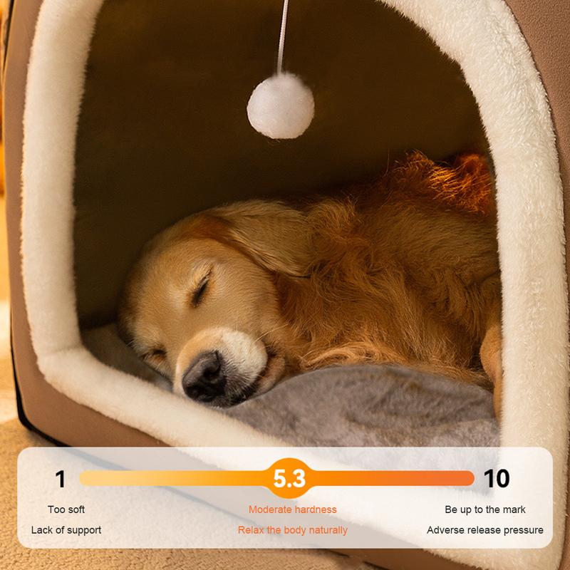 Warm Winter Dog House Mat Detachable Plush Cotton Puppy Shelter Washable Large Dog Bed House Comfortable Winter Cat Bed Castle Dogs Cats Pet Supplies